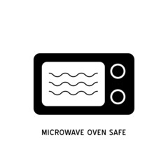 Wave Cooking logo. Microwave oven safe vector outline icon.