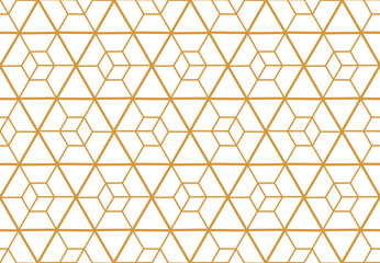 The geometric pattern with lines. Seamless vector background. White and gold texture. Graphic modern pattern. Simple lattice graphic design