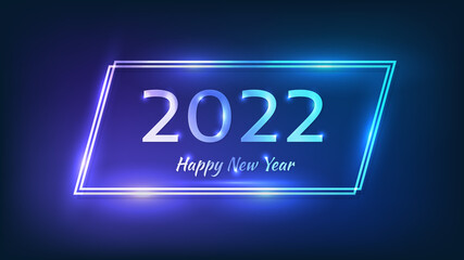 2022 Happy New Year neon background