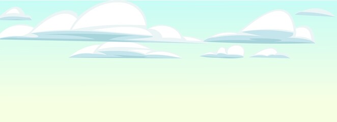 Obraz na płótnie Canvas Sky clouds horizon. Illustration in cartoon style flat design. Heavenly atmosphere. Vector