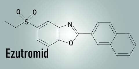 Ezutromid drug molecule. 	
Investigational treatment of  Duchenne muscular dystrophy. Activator of utrophin. Skeletal formula.