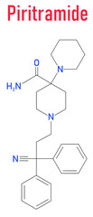 Piritramide opioid analgetic drug molecule. Skeletal formula.