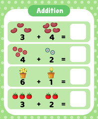 Preschool addition math worksheet template