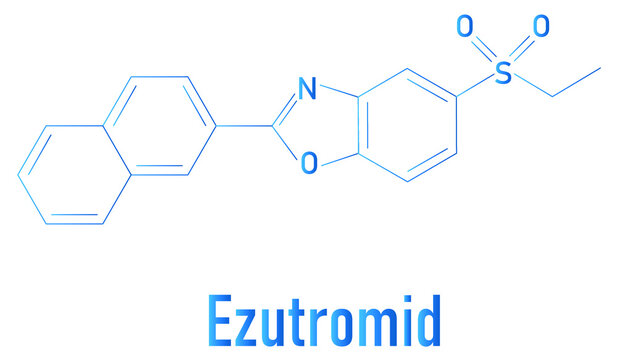 Ezutromid drug molecule. 	
Investigational treatment of  Duchenne muscular dystrophy. Activator of utrophin. Skeletal formula.
