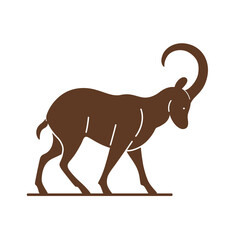 llustration of ibex. Simple contour vector illustration for emblem, badge, insignia.