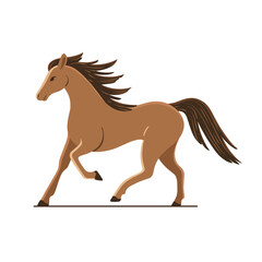 Cartoon horse with long mane - cute character for children. Vector illustration in cartoon style.