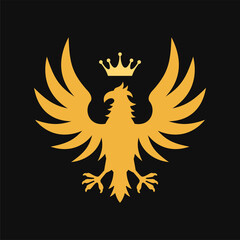 Gold Heraldic Royal Emblem on Black Background. Vector