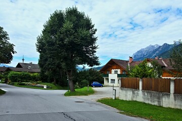 Austrian Alps-view on the massif of Dachstein from Haus im Ennstal