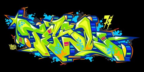 Abstract Urban Graffiti Street Art Word Tesl Lettering Vector Illustration