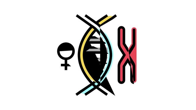 female chromosome genetic animated color icon. female chromosome genetic sign. isolated on white background