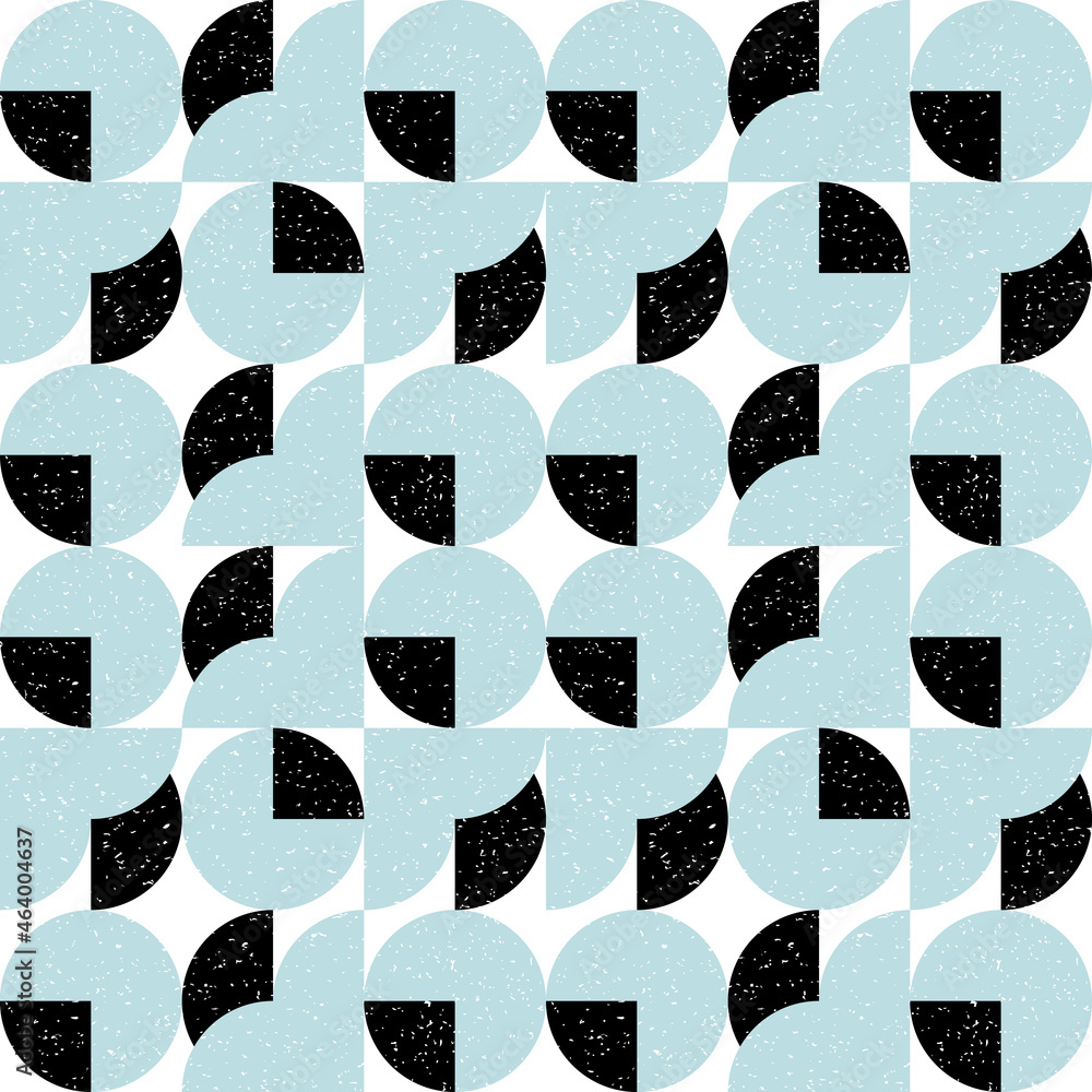 Poster Geometric vector pattern with circles and semicircles. Modern abstract background with simple shapes and  texture.
