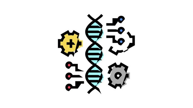 molecule genetic characteristics animated color icon. molecule genetic characteristics sign. isolated on white background