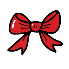  Ribbon bow with black outline doodle style