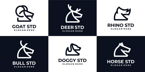 Set of animal logo monoline style