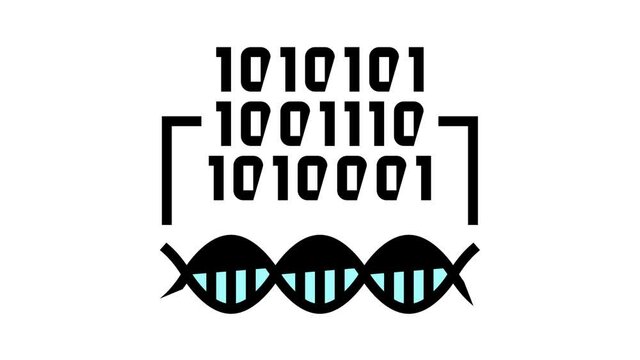 binary code genetic information animated color icon. binary code genetic information sign. isolated on white background