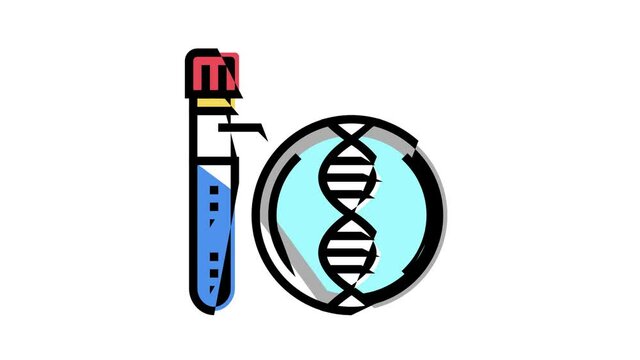 analysis flask genetic molecule animated color icon. analysis flask genetic molecule sign. isolated on white background