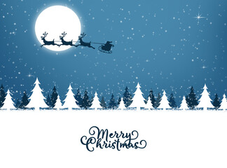 Christmas reindeer and Santa`s sleigh , tree , Season december 