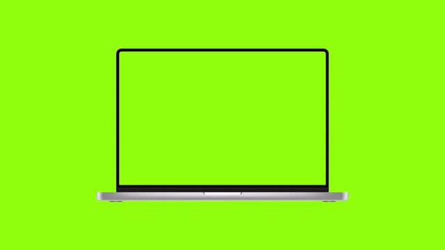 Modern Laptop Animated Mockup with Green Screen. Animation for Presentation Websites or Apps