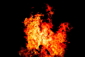 fire flame burning and glowing on black background