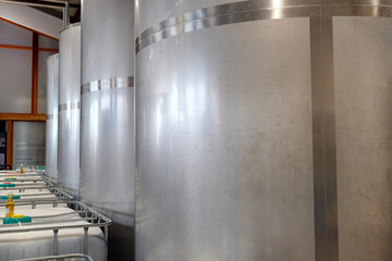 Stainless steel containers in a whisky distillery