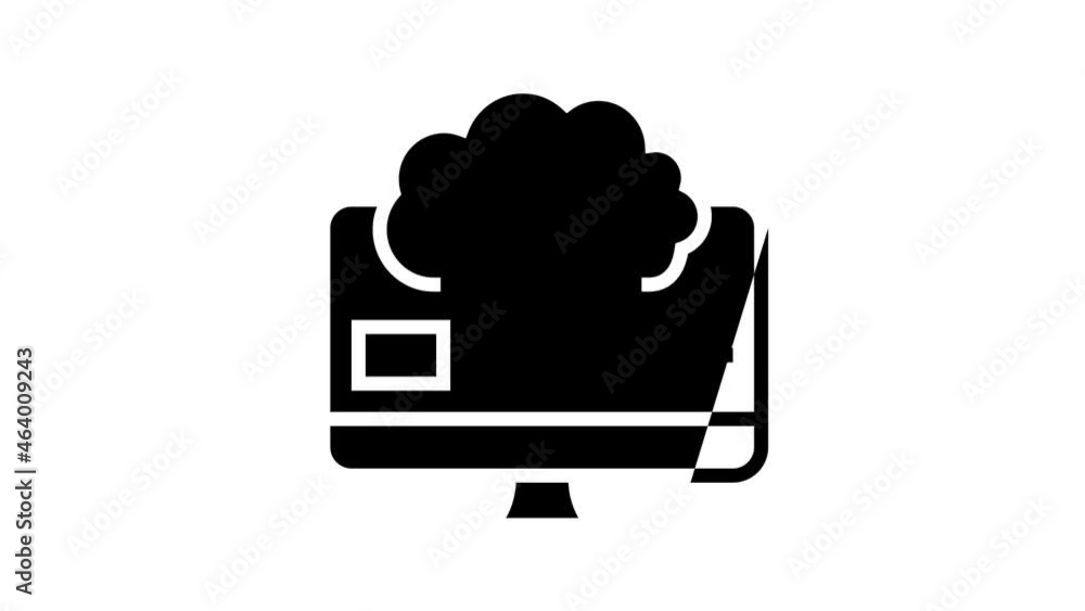 Poster download and upload from cloud digital processing animated line icon. download and upload from cloud