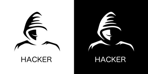 Mysterious hacker  icon white and black background