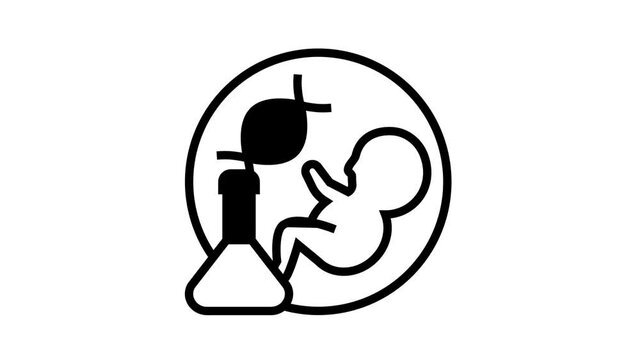child birth genetic animated line icon. child birth genetic sign. isolated on white background