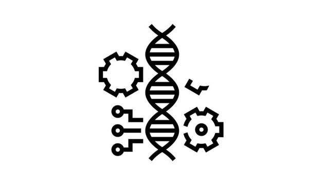 molecule genetic characteristics animated line icon. molecule genetic characteristics sign. isolated on white background