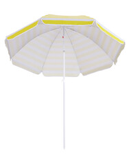 Yellow beach umbrella parasol isolated on white background