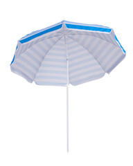 Blue beach umbrella parasol isolated on white background