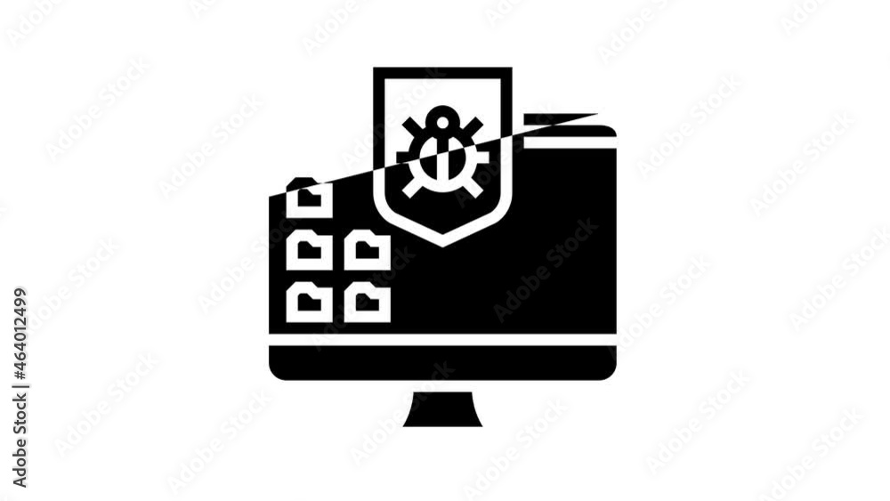 Poster anti-virus computer protect animated line icon. anti-virus computer protect sign. isolated on white 