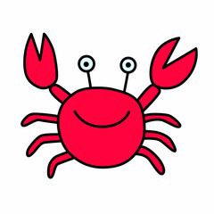 Crab illustration. Childish drawing style. Hand drawn illustration