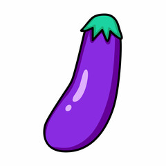 Eggplant illustration. Doodle icon. hand drawn illustration, flat design