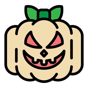 Halloween pumpkin icon. Outline Halloween pumpkin vector icon color flat isolated
