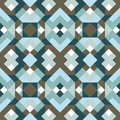 Abstract seamless geometric pattern in vector. Simple colorful texture. Background in brwon, green and blue colors