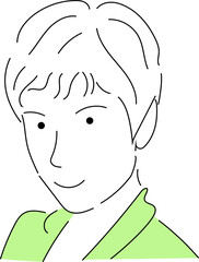 Vector logo with woman face. Hand drawing, minimalistic style, white background. Modern design concept.