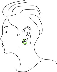 Vector logo with woman face. Hand drawing, minimalistic style, white background. Modern design concept.