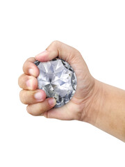 Large Crystal Diamonds at hand, on white background