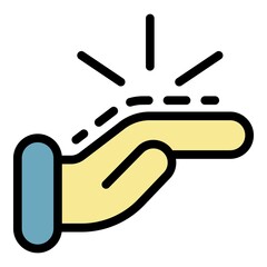 Hand sunscreen hand icon. Outline hand sunscreen hand vector icon color flat isolated