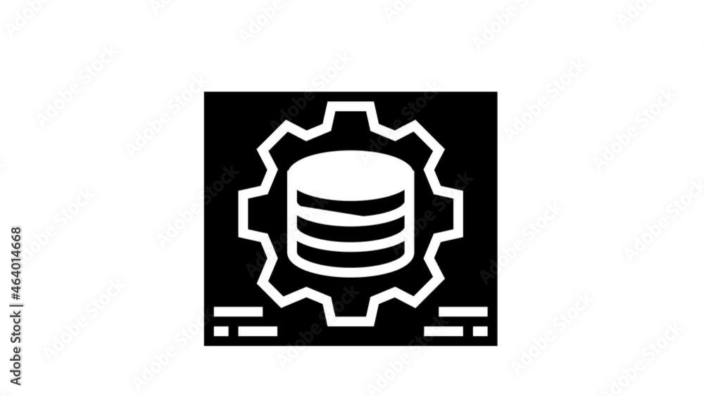 Poster hardware solution digital processing animated glyph icon. hardware solution digital processing sign.
