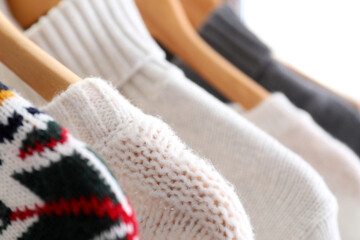 Winter clothes, close up and selective focus