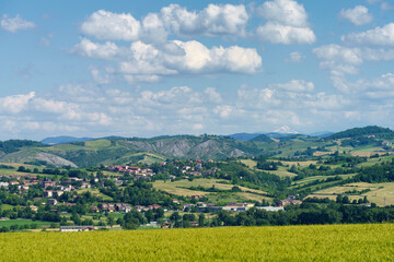 Obraz premium Landscape from the medieval castle of Torrechiara, Parma province, Italy