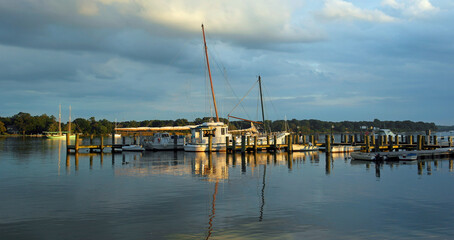 Boats on the Chesapeake River , Maryland, USA