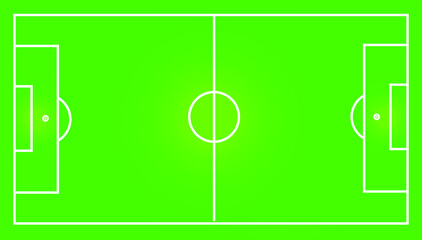 vector shaped soccer field, green with white lines. 