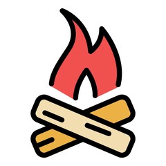 Campfire icon. Outline campfire vector icon color flat isolated