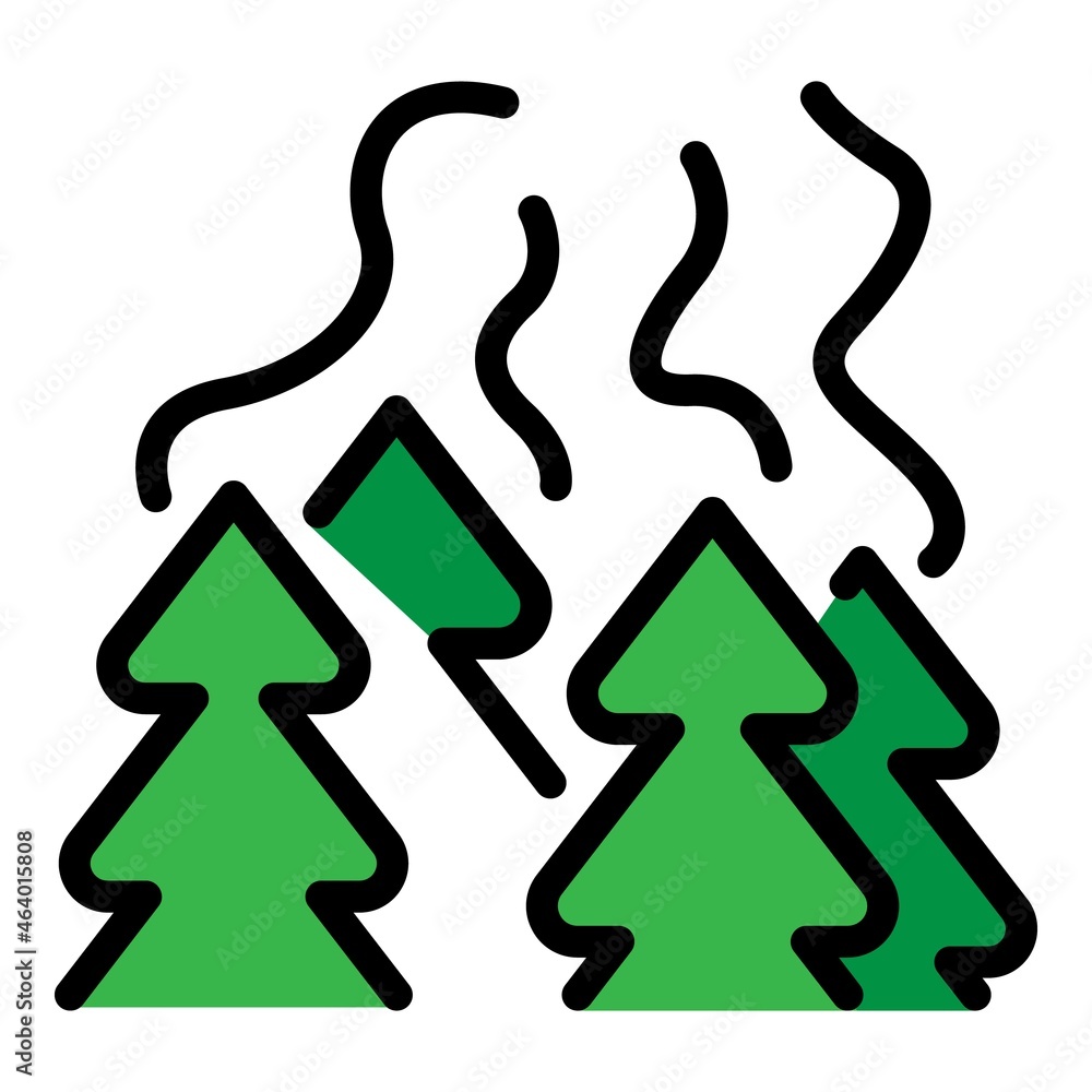 Aufkleber burned forest icons set. outline set of burned forest vector icons thin line color flat on white