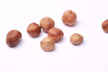 huzelnut kernels on a white background
