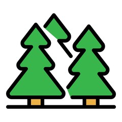 Fir tree forest icons set. Outline set of fir tree forest vector icons thin line color flat on white