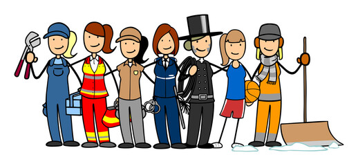 Frauen aus vielen Berufen als Karriere Konzept