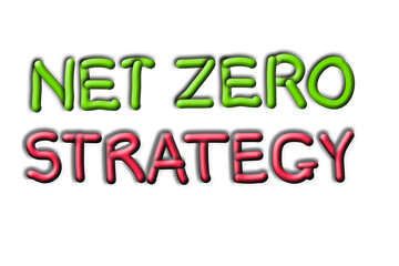 Net Zero Strategy, 3D words illustration on white background